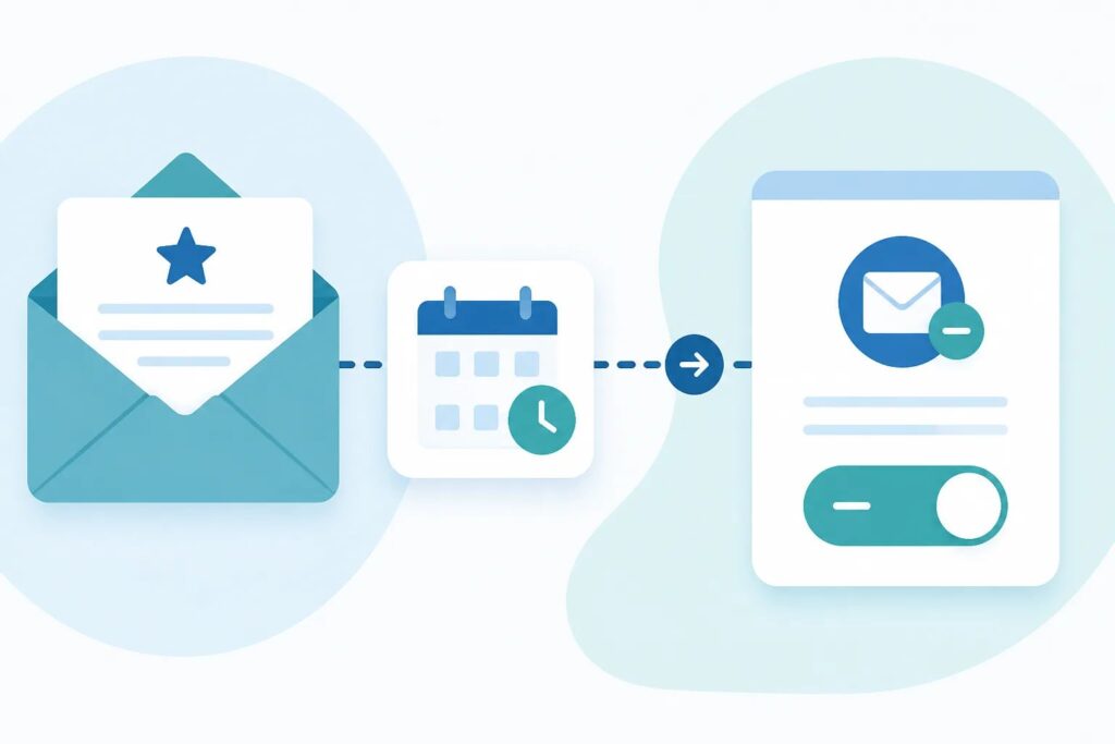 Clean graphic showing a scheduled review request stopping when a customer unsubscribe preference is applied.